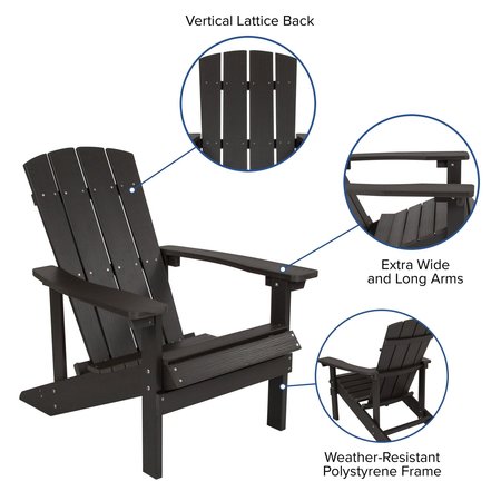 Flash Furniture SLT Gray Adirondack Chairs with Cream Cushions, 2PK 2-JJ-C14501-CSNCR-SLT-GG